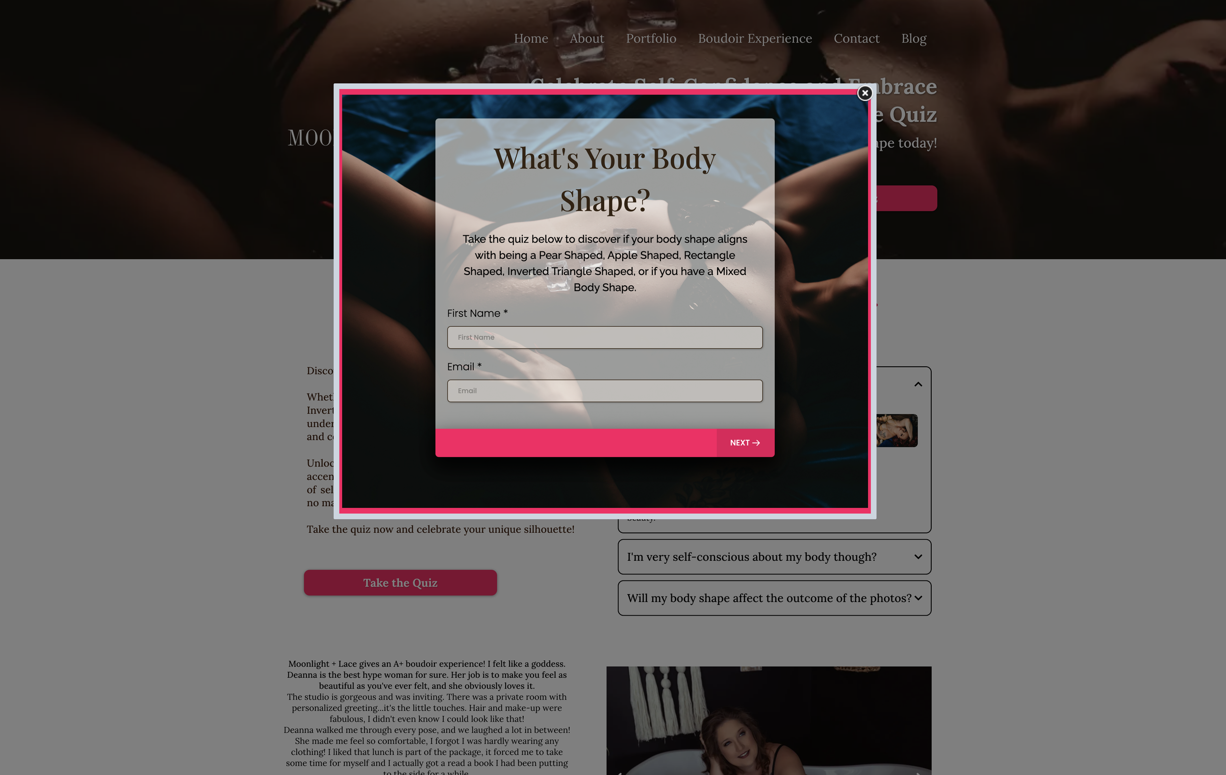 Body shape quiz for boudoir photography